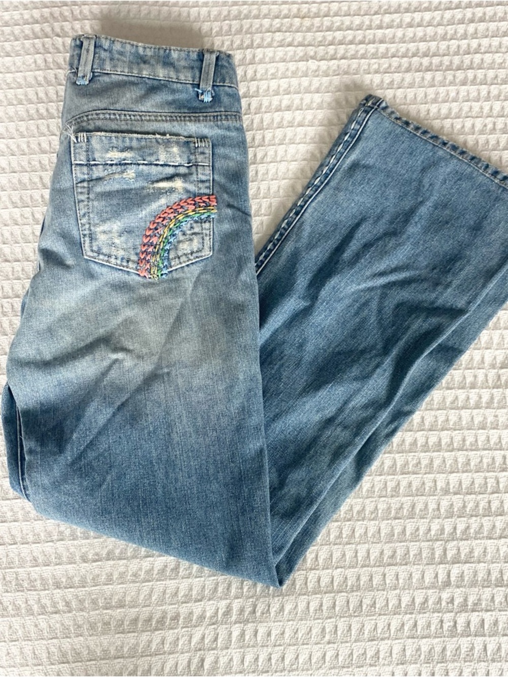 Joe's Jeans Light Blue Bootcut Jeans with Rainbow Pocket Stitch